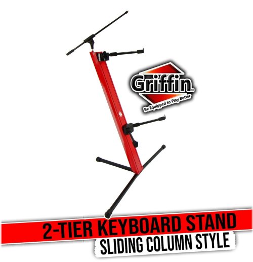 Double Column Keyboard Stand with Mic Boom Arm by Griffin