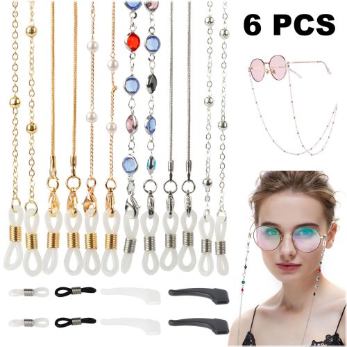 Sunglass Savvy Set: 6 Adjustable Neck Chains for Eyeglasses