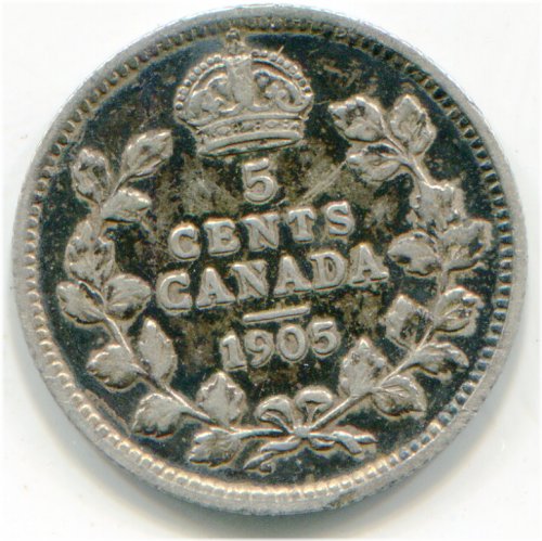 Canadian Narrow Date 5 Cents 1905 - Lot NOV7696