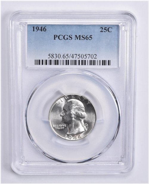 Blue Label 1946 Washington Quarter MS65