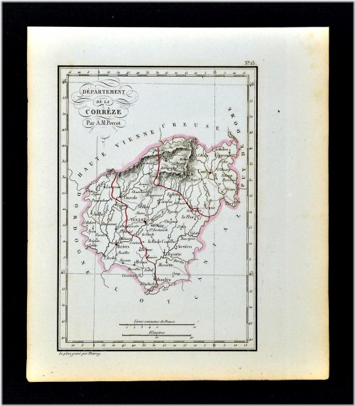 1841 Perrot France Map - Correze Region