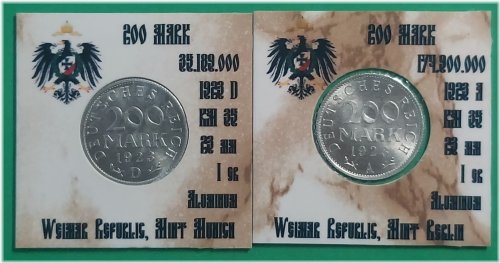 1923 D Germany 200 Mark High Grade Deutsches Reich Coin