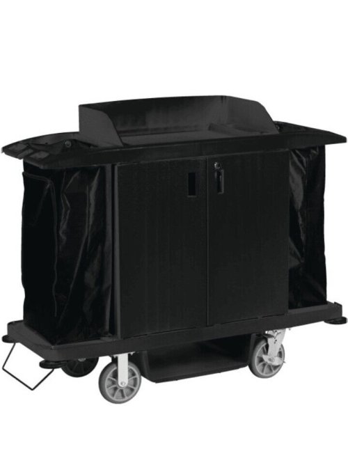 Black Maintenance Warehouse Cart with 3 Shelves