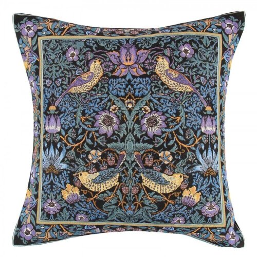 William Morris Purple Birds Tapestry Pillow