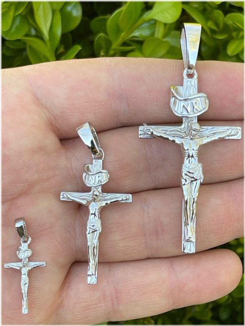 925 Sterling Silver Crucifix Pendant Necklace for Men