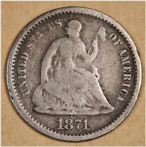 Natural Patina 1871-S Seated Liberty Half Dime