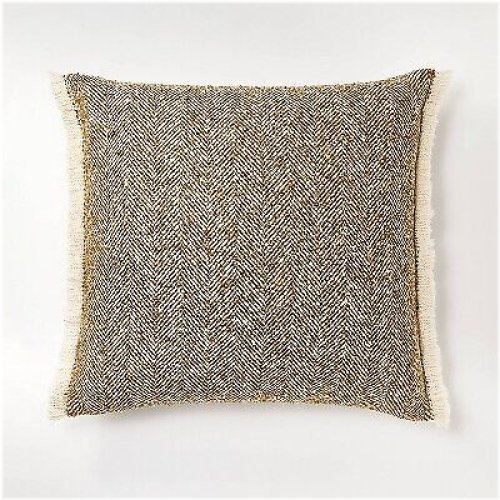 Cozy Herringbone Frayed Edges Pillow