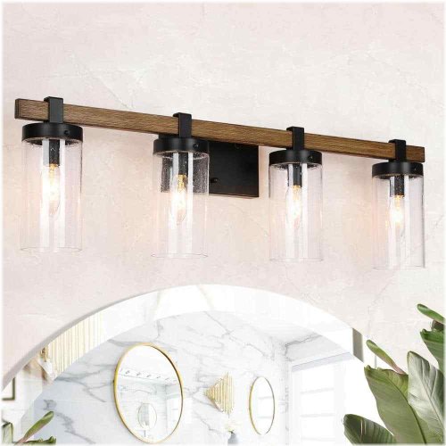 Sleek Seeded Glass Vanity Light