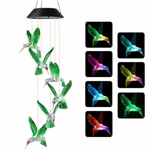 Harmony Glow Solar Hummingbird Wind Chime for Outdoor Decor