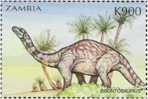 Zambia Prehistoric Animals Brontosaurus Stamp