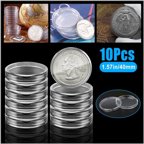 Clear Round Coin Capsule Case for 2oz Silver Dollars