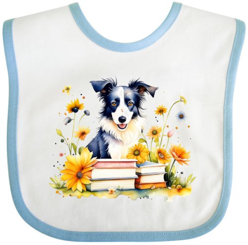 Bookworm Border Collie Bibs & Burp Cloths