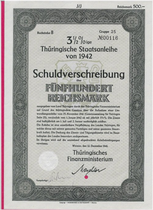Reichsmark 1942 War Bond