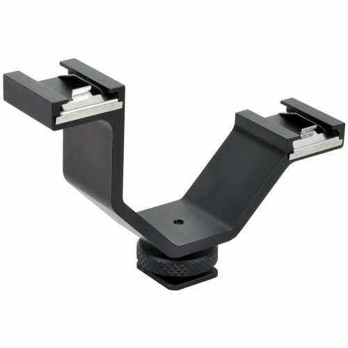 Splitter Bracket with Dual Cold Shoe for Video Light and Microphone by Opteka