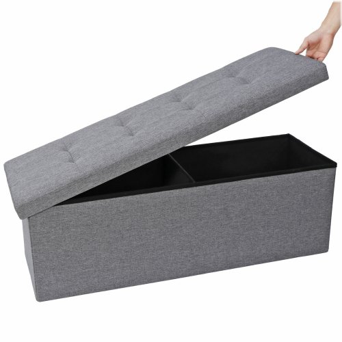 Foldable Dark Grey Storage Bench