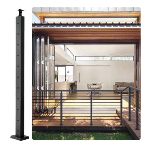 Black Pre-Drilled Deck Railing Post