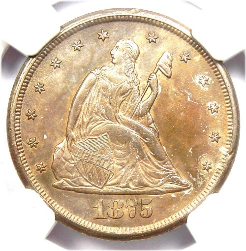 1875-CC NGC Certified Uncirculated Twenty Cent Coin