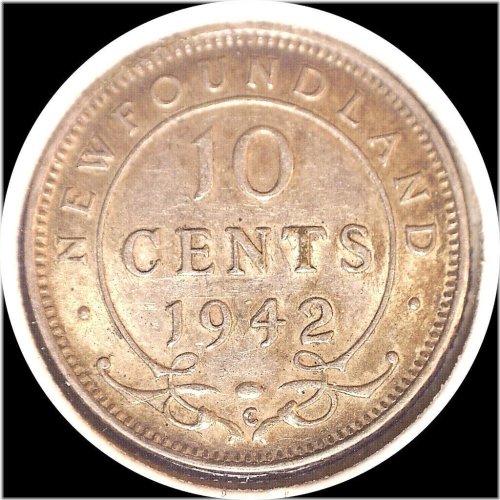 Newfoundland 1942-C 10 Cents Silver Coin #0367 - High Grade