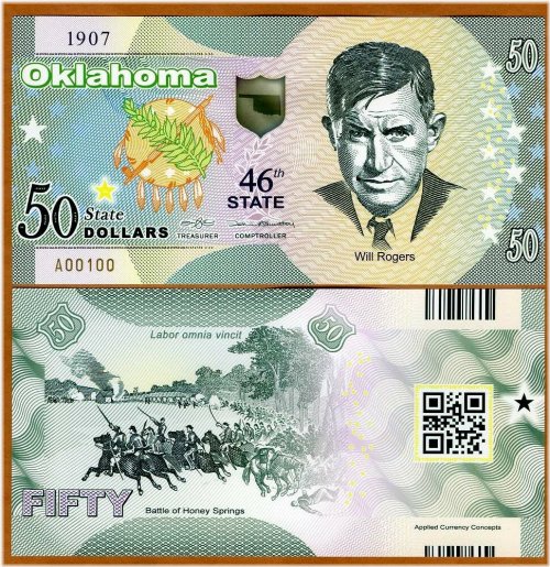 Oklahoma Legends $50 Banknote