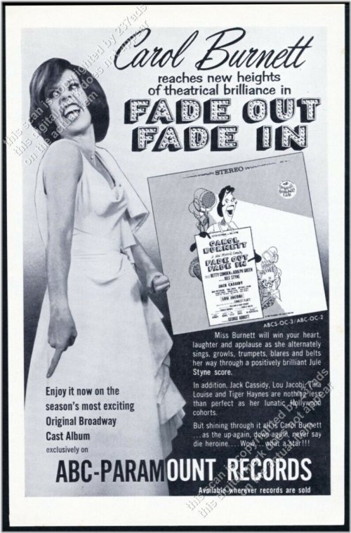 1964 Carol Burnett Fade Out Fade In Vintage Print Ad