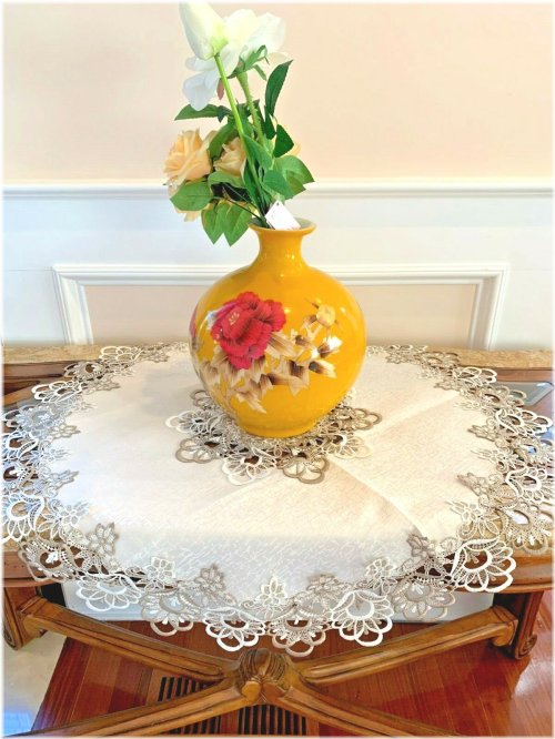 Floral Lace Round Tablecloth