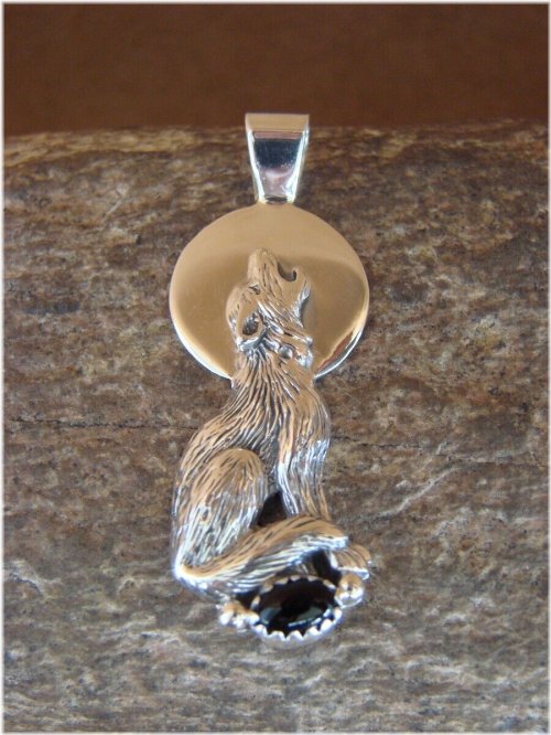 Silver Wolf Onyx Pendant by Yellowhair