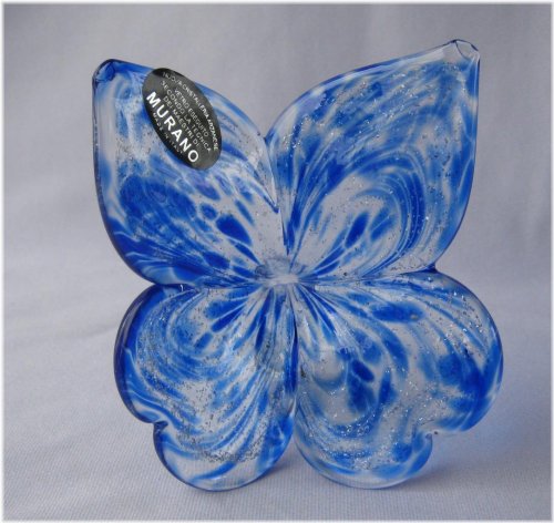 Blue Murano Butterfly Glass Sculpture