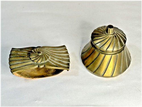 Antique Brass-Tone Inkwell Set