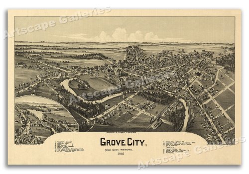 Grove City Pennsylvania Vintage Style Map - 1901 Edition