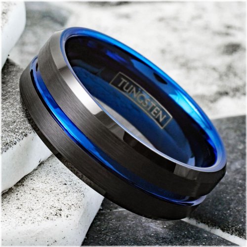 Midnight Blue Tungsten Carbide Men's Ring