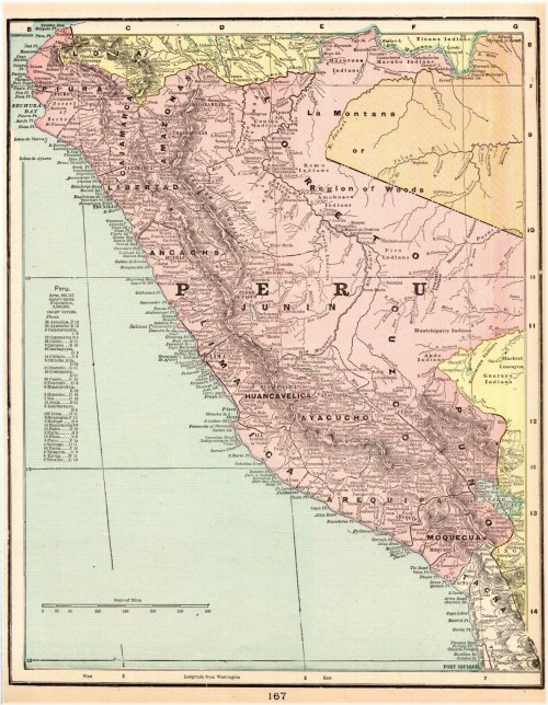 Antique Map of Peru from George Cram's Atlas (1901)