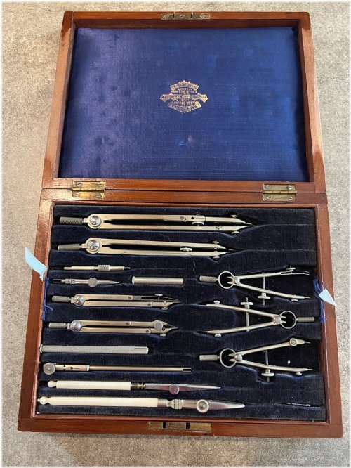 Thornton's Drafting Set in Wooden Case