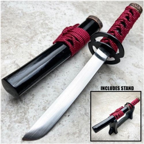 Katana Blade Letter Opener with Mini Samurai Sword Stand