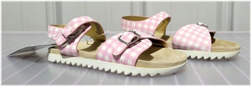 Pink Plaid Dual Strap Sandals