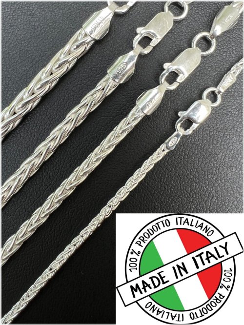 Silver Spiga Rope Wheat Chain Necklace