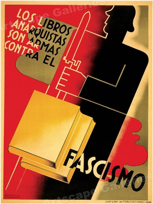 Books as Weapons" Poster Art Print - Spanish Civil War Era