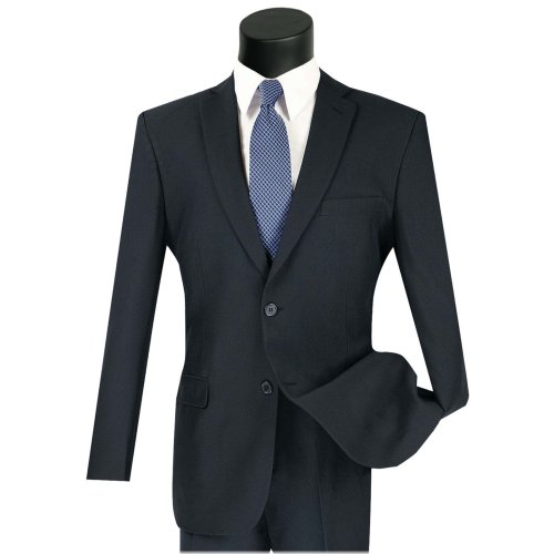 Navy Blue Slim-Fit Poplin Suit
