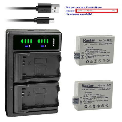 Kastar Dual Charger for Canon LP-E5 and EOS Rebel T1i