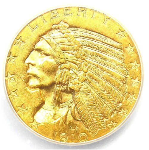 1910-D Indian Gold Half Eagle $5 Coin - ICG MS63 (UNC BU) - Rare - $3,690 Value