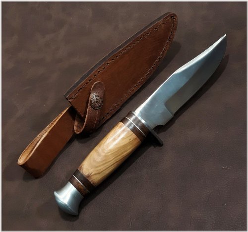 Rustic Olivewood EDC Knife with Leather Sheath