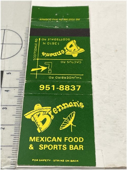 Brennan’s Mexican Food & Sports Bar Matchbook Cover