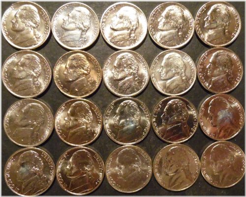 1990-1999 Jefferson Nickel Date Set in Choice/Gem BU Uncirculated Condition