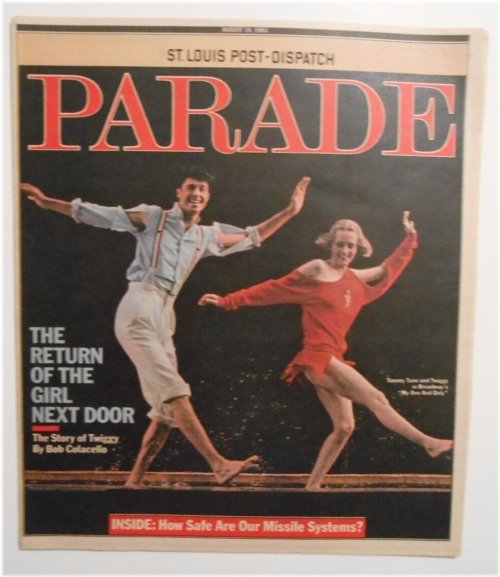 Parade Magazine featuring Twiggy and Tommy Tune on the cover, August 14, 1983 edition