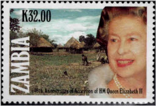 Zambian Royal Views Stamp - 1992 MNH Queen Elizabeth II Coronation