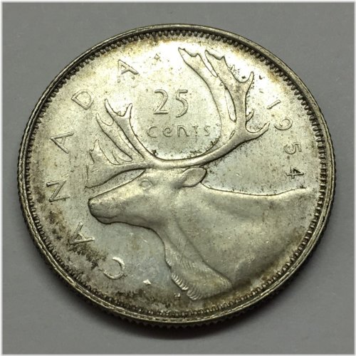 1954 Canadian Silver Quarter
