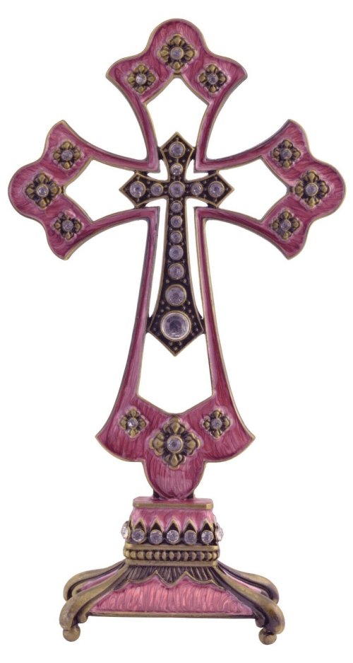 Jeweled Burgundy Standing Cross