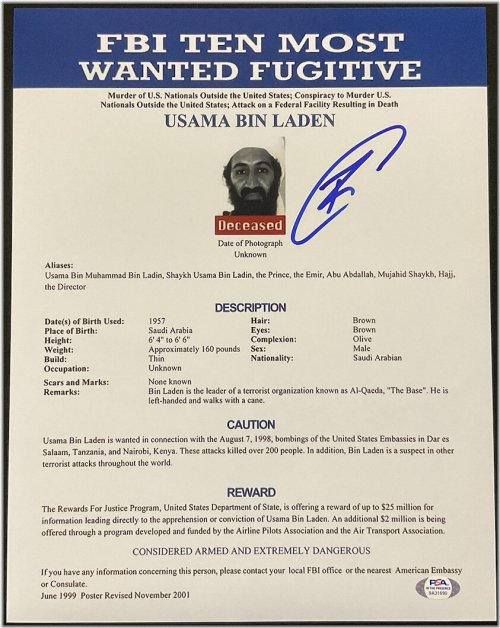 Navy SEAL's Signature on FBI Wanted Photo
