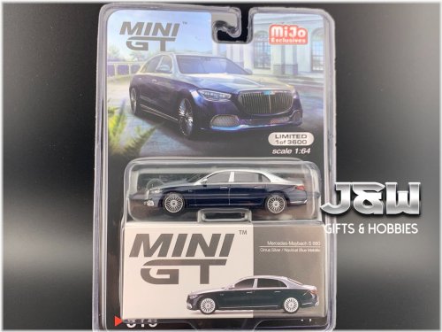 Silver & Blue Maybach S680 Mini GT Diecast Vehicle