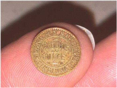 Cincinnati Langdon Bakery Widows Mite Lord's Prayer Token