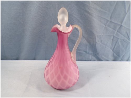 Pink Satin Glass Diamond Optic Pattern Cruet